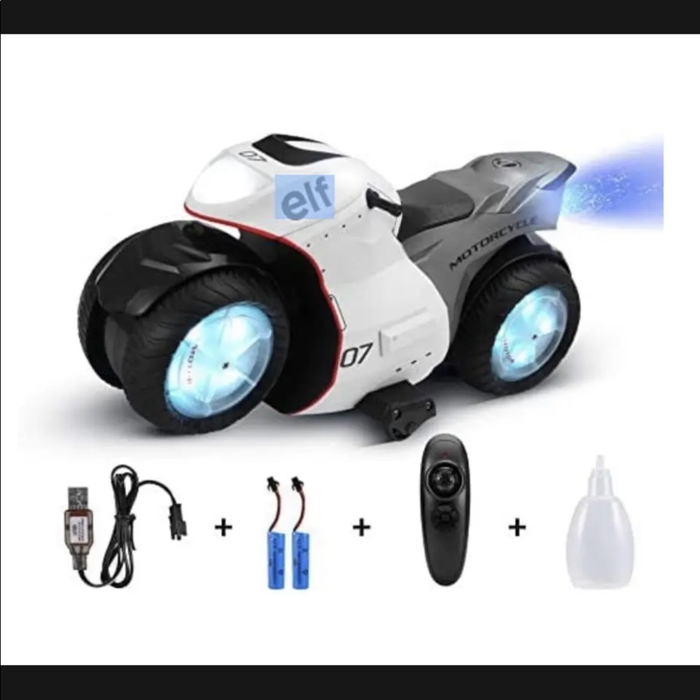HR RC Motorcycle Toys for Kids,Remote Control Car Toy for Boy and Girl (White)